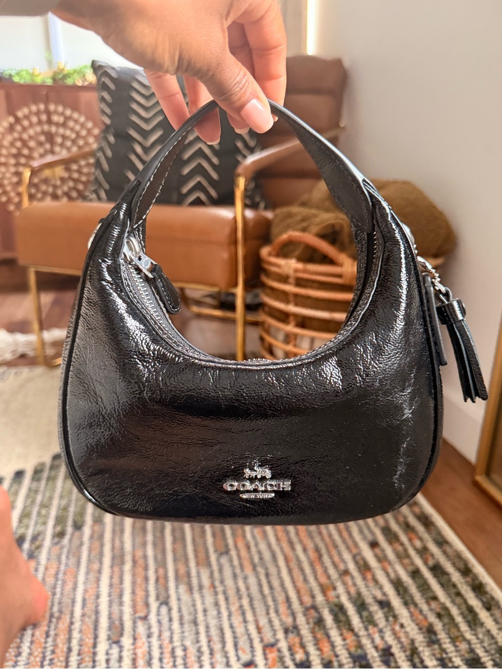 Coach Black Patent Leather Mini Shoulder Bag
